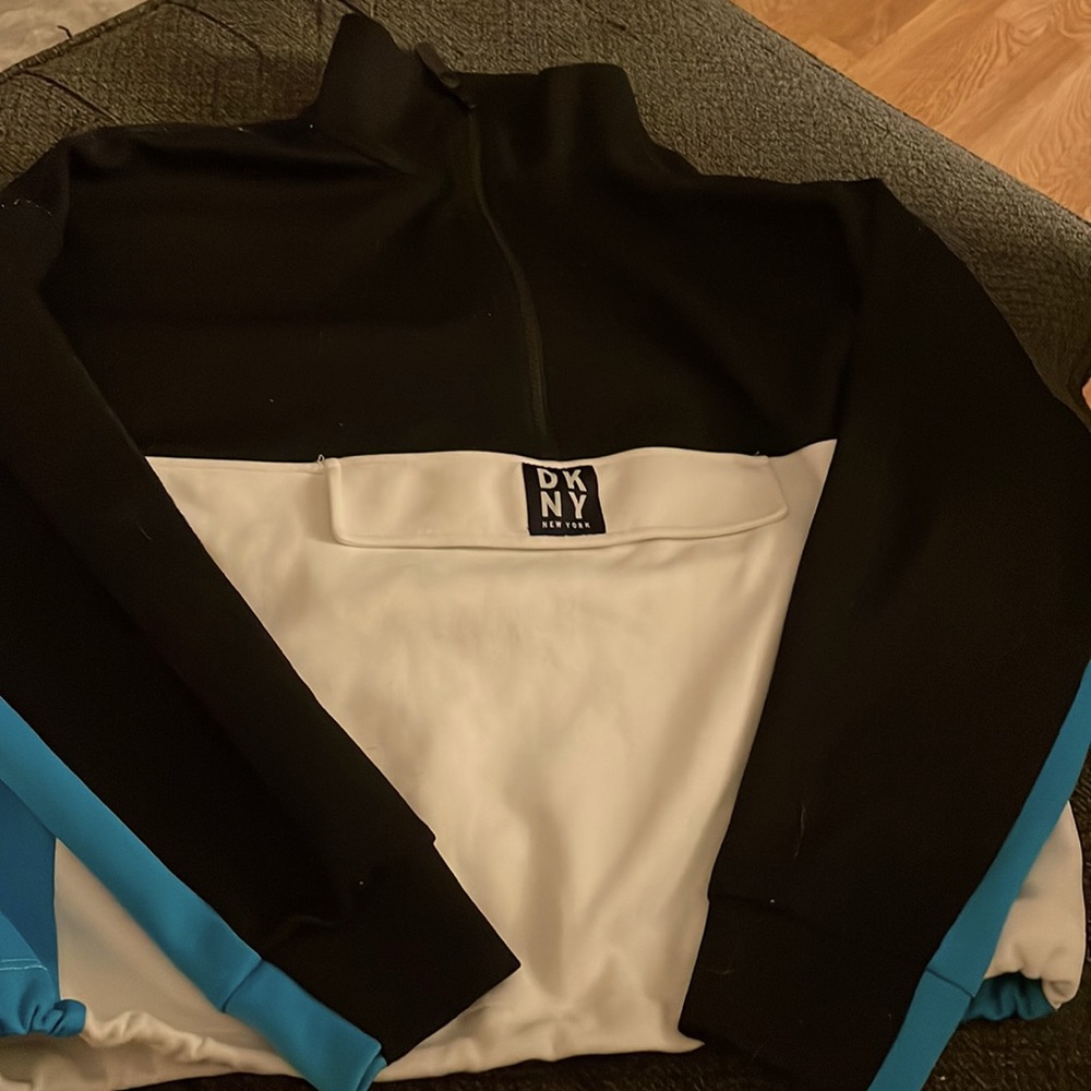DKNY quarter zip cropped hoodie
